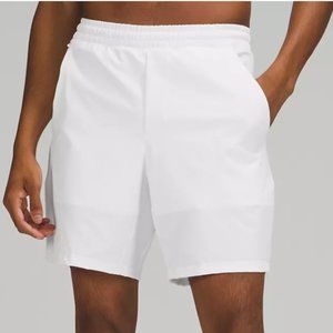 White Pace Breaker 7'' Lined Lulu Lemon Shorts